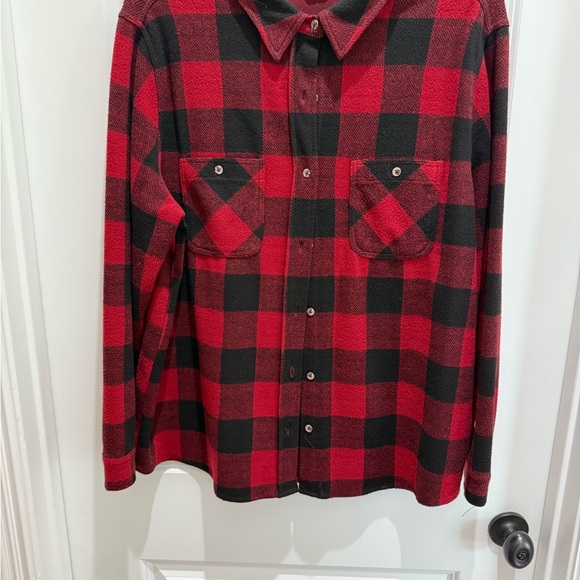 Red and Black Plaid Button-Up Shirt - Picture 1 of 3